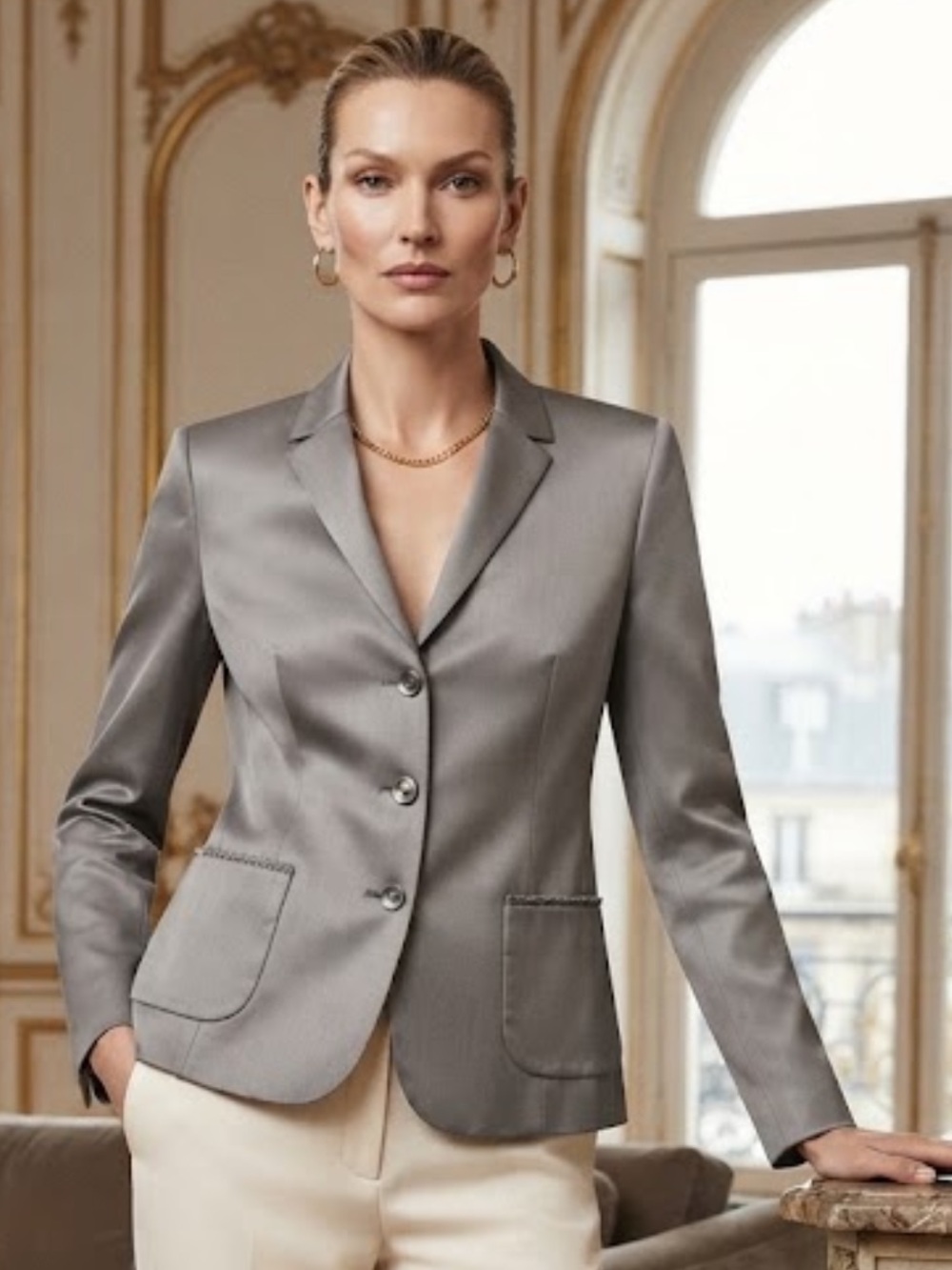 NWOT Vintage Eli Tahari gray blazer
